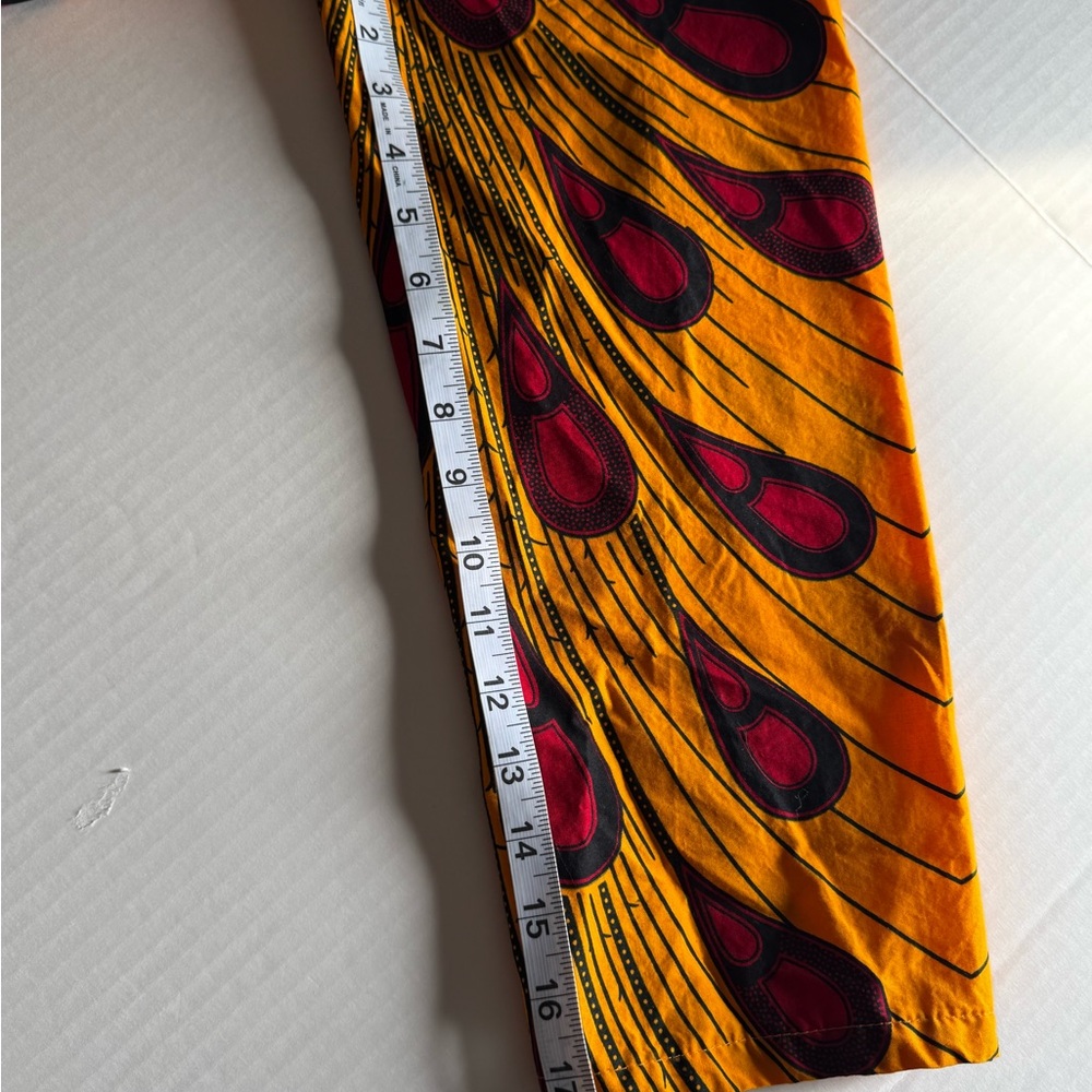 Bold Mustard Yellow Wrap Maxi Dress with Red & Black Accents 57”for wrapping - Picture 8 of 12